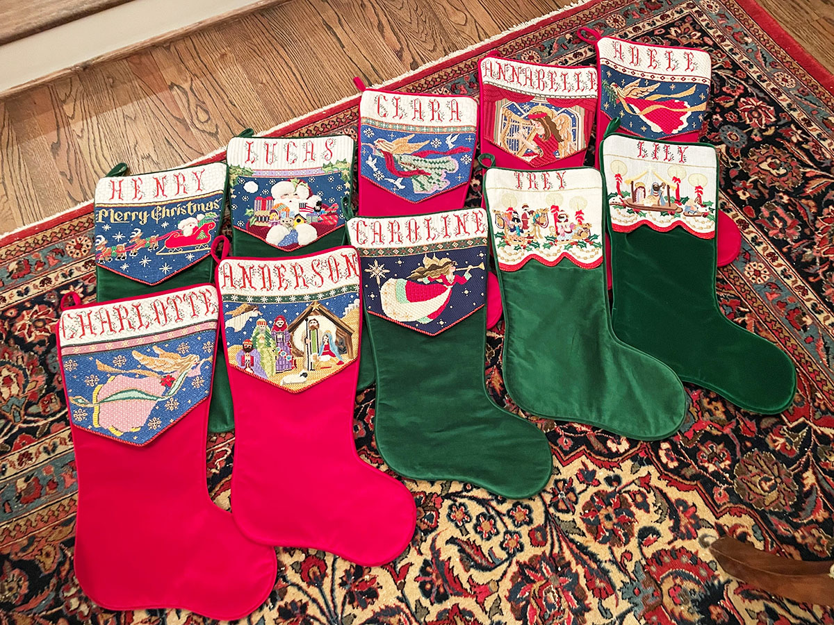 Needlepoint Stocking with French Horn - Pender & Peony - A Southern Blog