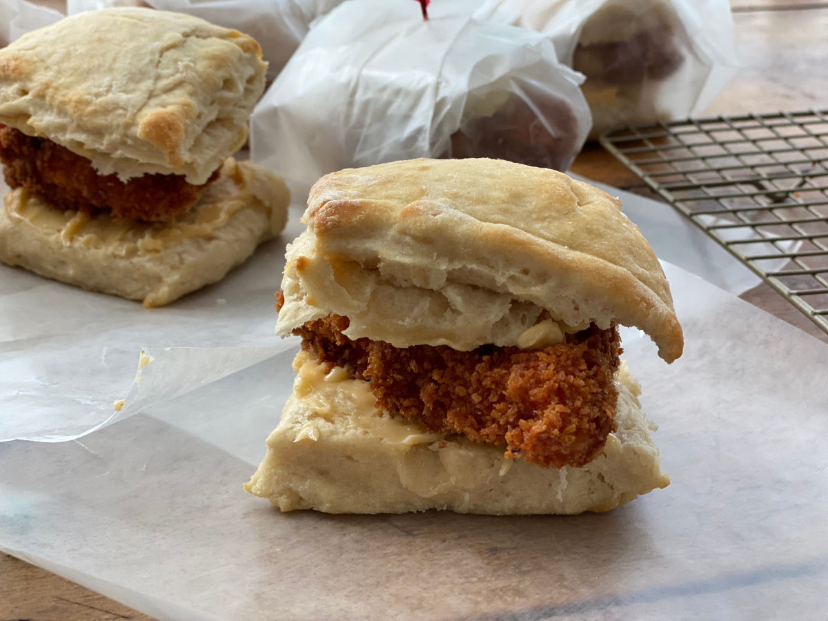 Tejal Rao's Fried Chicken Biscuits with Hot Honey Butter