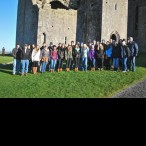 A group photo in front of the Rock of Cashel in Cashel, Ireland.