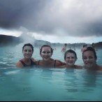 Alex Mudd, Lauren Hogan, Paiton Raines, and Samantha Bowers (from left) all enjoyed soaking in the minerals at the Blue Lagoon natural pool in Iceland.
