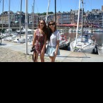 Host sister Emma and Ashley Truong in Honfleur, France.