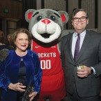 Beth and Ed Wolff with Houston Rockets mascot Clutch