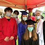 Grads with masks on