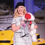 Maggie Flecknoe with Daisy on the runway