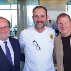 Former French President François Hollande, Jean-Luc Royere, and Tilman Fertitta