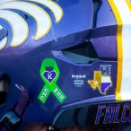 Camp Mystic decal on football helmet