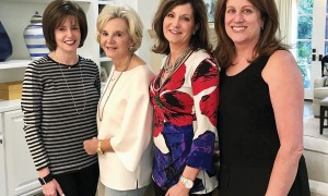 Sandy Burke, Wrennie Knust, host Sharon and Liz Andrews