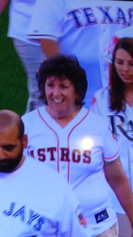 Mrs. Liberman walks the field of the MLB All-Star game