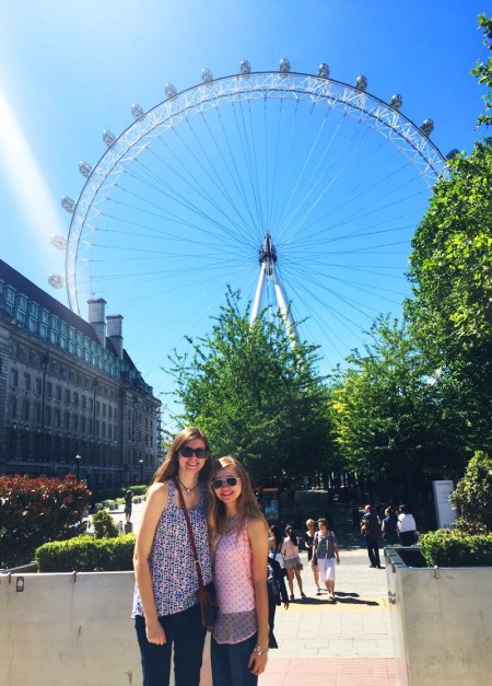 Natalie and Madeline Farrell outside of the London Eye