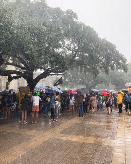 Protesting in the rain