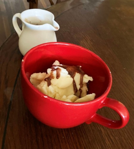 Ice cream and hot fudge Ice cream and hot fudge
