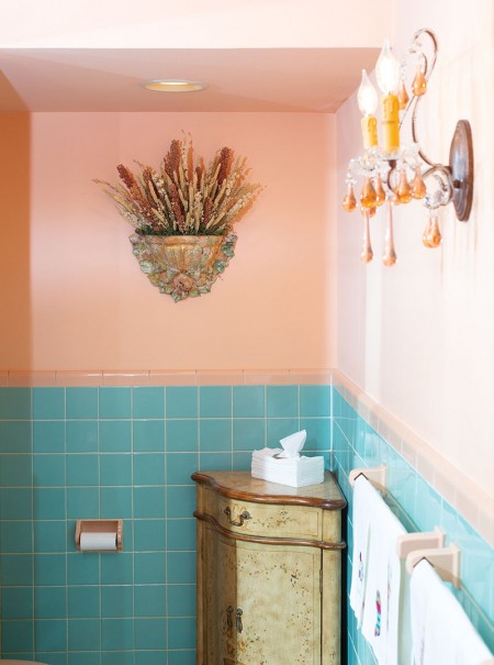 turquoise and pink bathroom