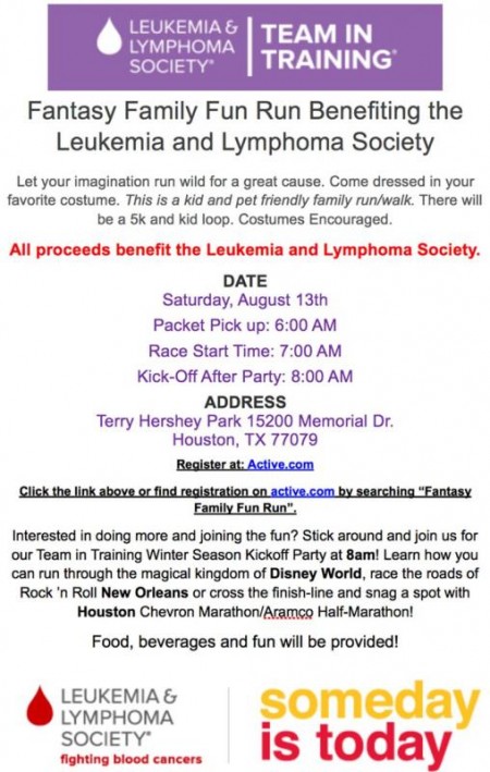 Fantasy Family Fun Run Benefiting the Leukemia and Lymphoma Society