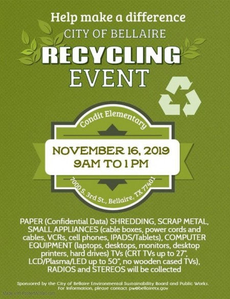 City of Bellaire Fall Recycling Event