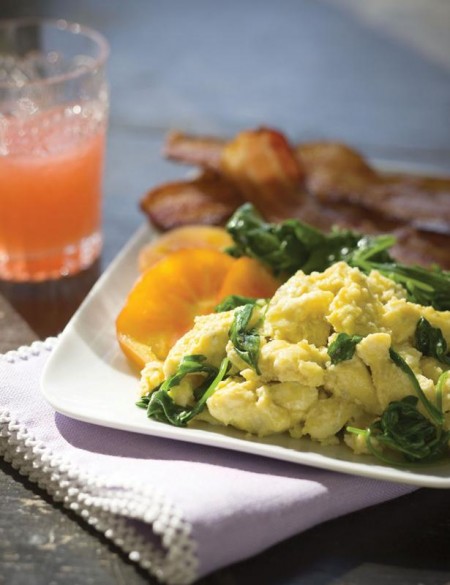 Herbed Eggs with Sautéed Arugula