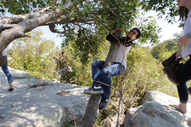 Seokhyun Baek attempts to “become one with nature.” Photo credit: Mitchell Watson