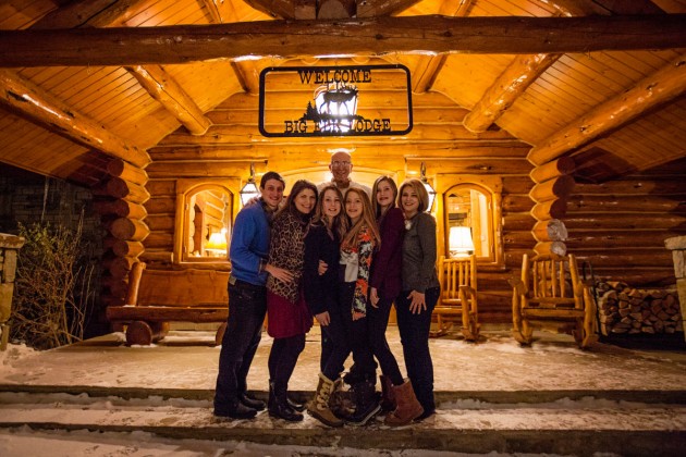 Kramer family on the front porch of their home in Telluride. (From left) fiance Michael Imiak with Rafaela, Nikki, Jackie, Isabel, Ilene and (in back) Don.