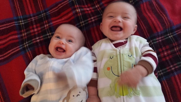 Pictured (from left) are Buzz Baby columnist Annie McQueen’s twins, Lila and Cash McQueen, on their first Christmas morning.