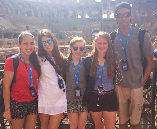 Students in front of the Coliseum