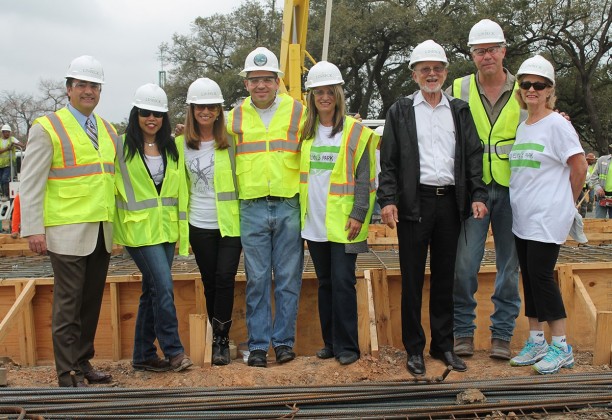 Foundation pouring ceremony at Evelyn's Park