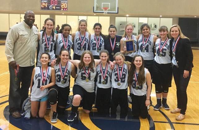 Second Baptist School eighth-grade girls basketball team