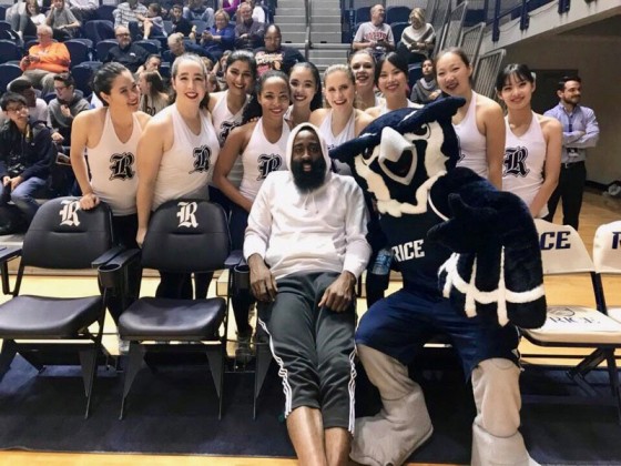 James Harden with Dance Team