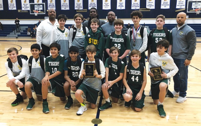 St. Vincent de Paul Catholic School’s seventh-grade boys’ basketball team