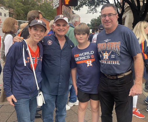 Astros fans standing outside