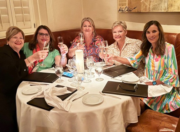 Courtney McAninch, Lisa Heard, birthday girl Kristi Barnhill, Terasa Schuller, and Beryl Gibson