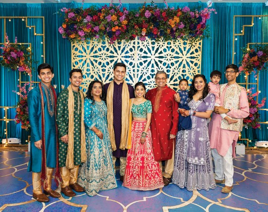 Devesh Achari, Vasudev Achari, Ameeta Achari, Rahul Rao, Lakshmi Achari, Arup Achari, Asha Sanghani, Radhika Achari, Sachin Sanghani, and Gaurav Sanghani