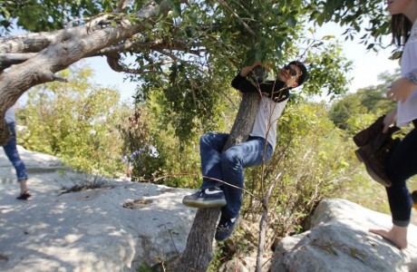 Seokhyun Baek attempts to “become one with nature.” Photo credit: Mitchell Watson