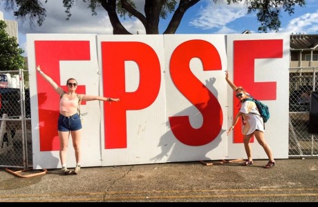 Pictured (from left) are friends Elisabeth Lyles and Taylor Phillips, who both graduated from Memorial High School, enjoying Free Press Summer Festival.