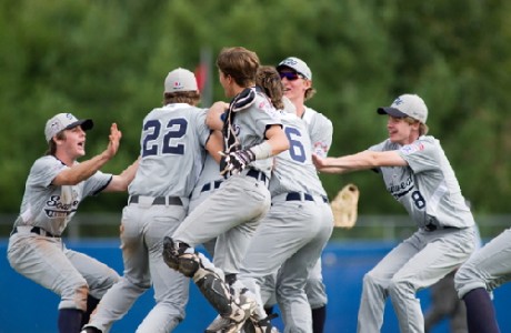 (From left) Aaron Cranfield, Carson Maxwell, Turner Gauntt, Andrew Hoffman, John Doxakis, and Jared Burch. (Photo source: Official Website of the Senior League World Series.)