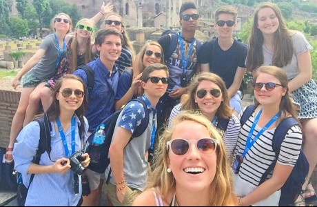 Students enjoying Pompeii.