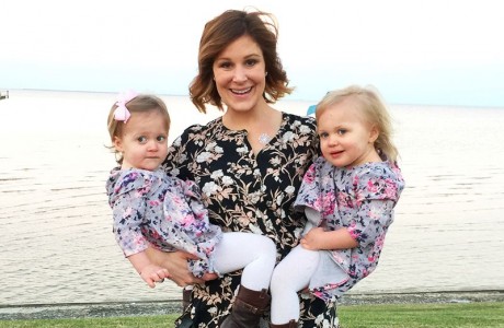 Thayer Hutcheson with twin daughters