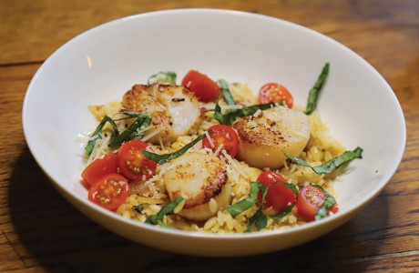 Sea Scallops and Orzo with Cherry Tomatoes