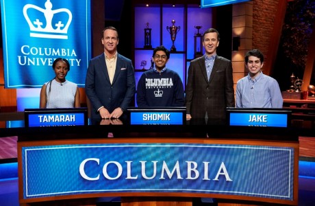 Columbia University College Bowl team with Peyton and Cooper Manning