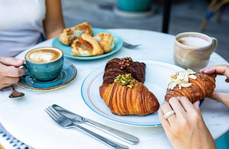 French croissants and special-blend coffee drinks