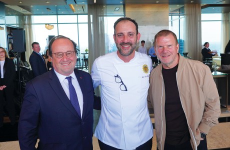 Former French President François Hollande, Jean-Luc Royere, and Tilman Fertitta