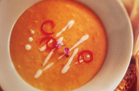 Corn, Red Pepper and Leek Soup