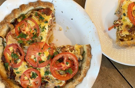 Summer Tomato, Herb, and Bacon Pie