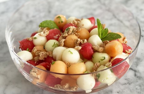 Cold Melon with Mint and Amaretti Cookie Crumbles