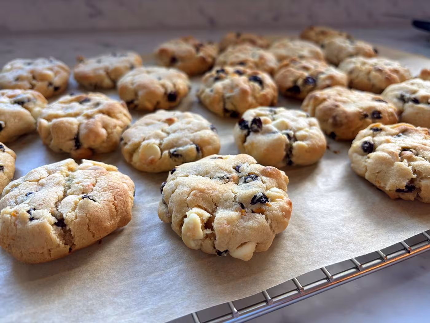 White Chocolate Chip, Currant, and Orange Cookies