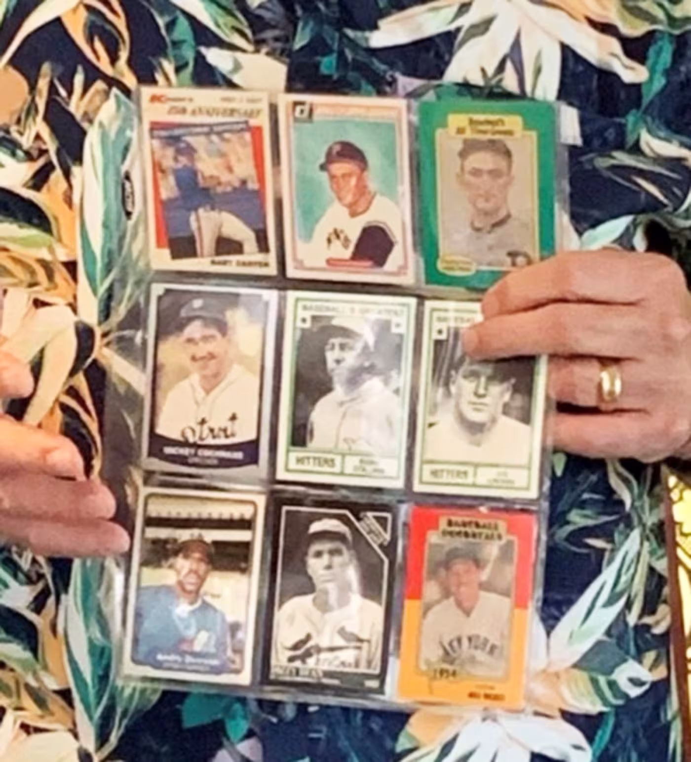 A page of baseball cards