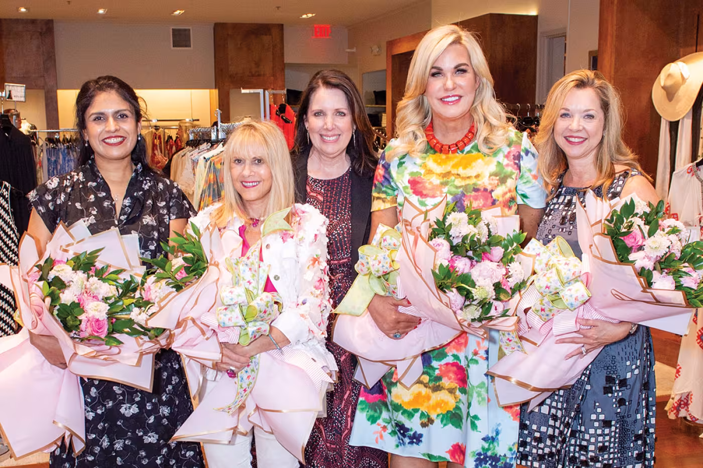 Bincy Abraham, Sharon Albert Brier, Elizabeth Anthony owner Julie Roberts, Stephanie von Stein Schusterman, and Julie Baker