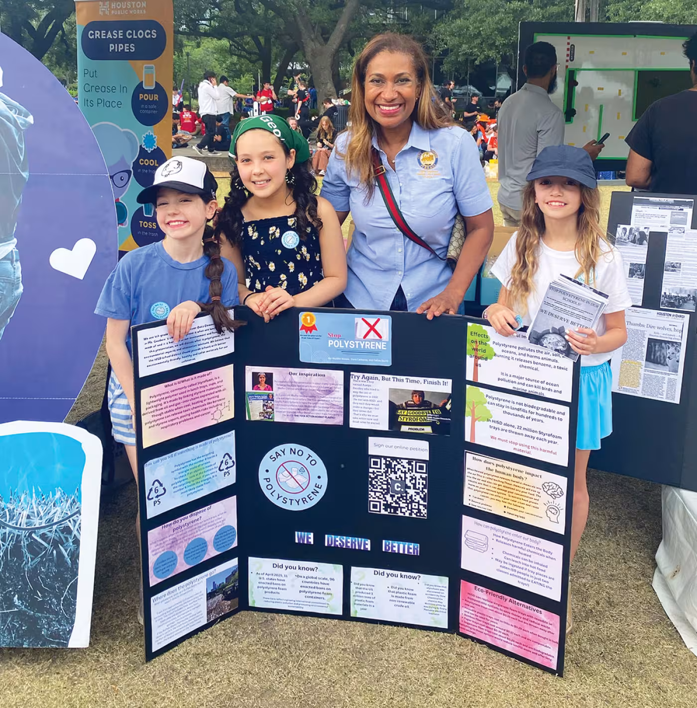 Celine David, Dora Cabarcas, council member Letitia Plummer, and Maddie Woods