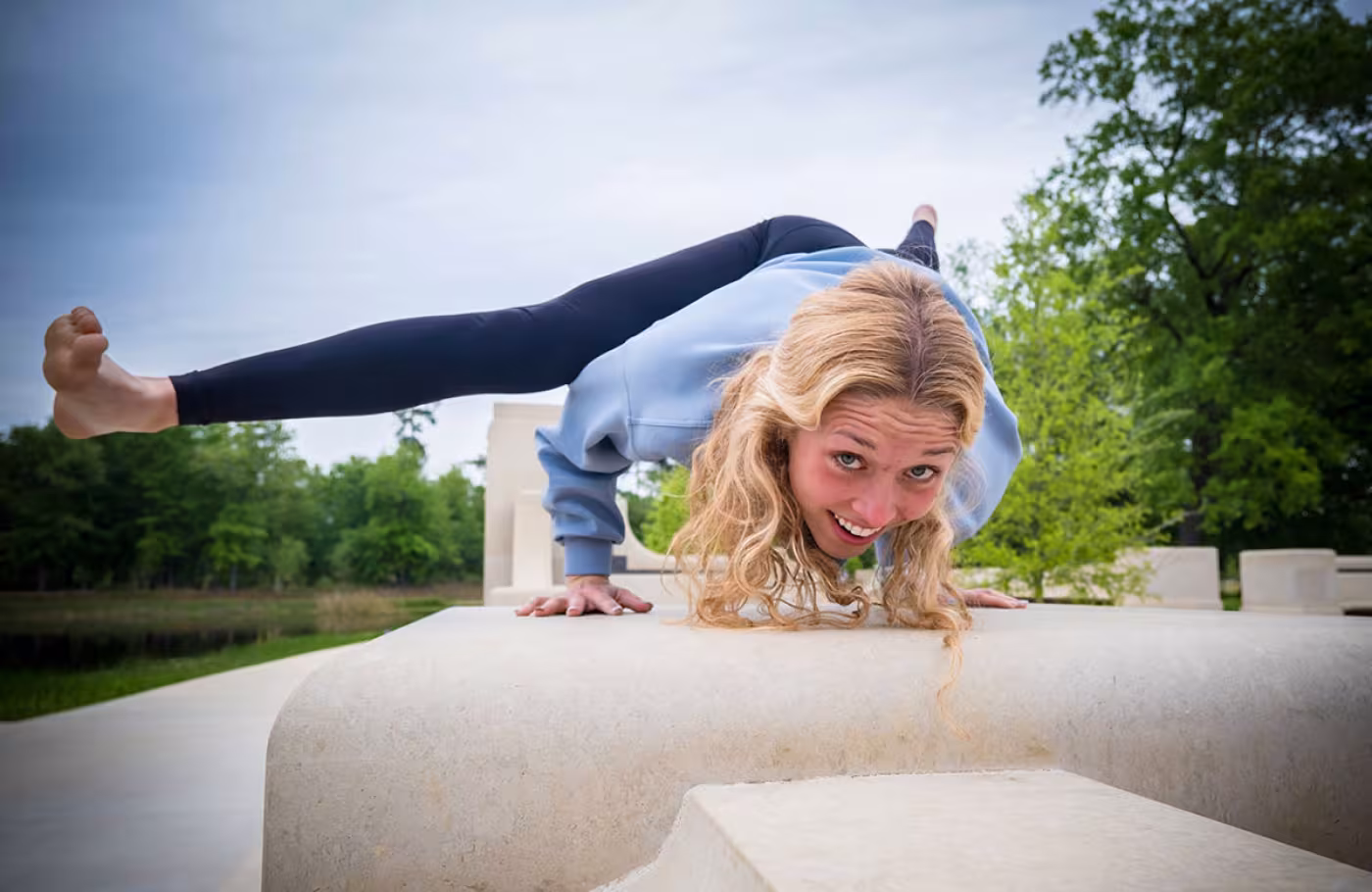 Grace DeJong doing yoga