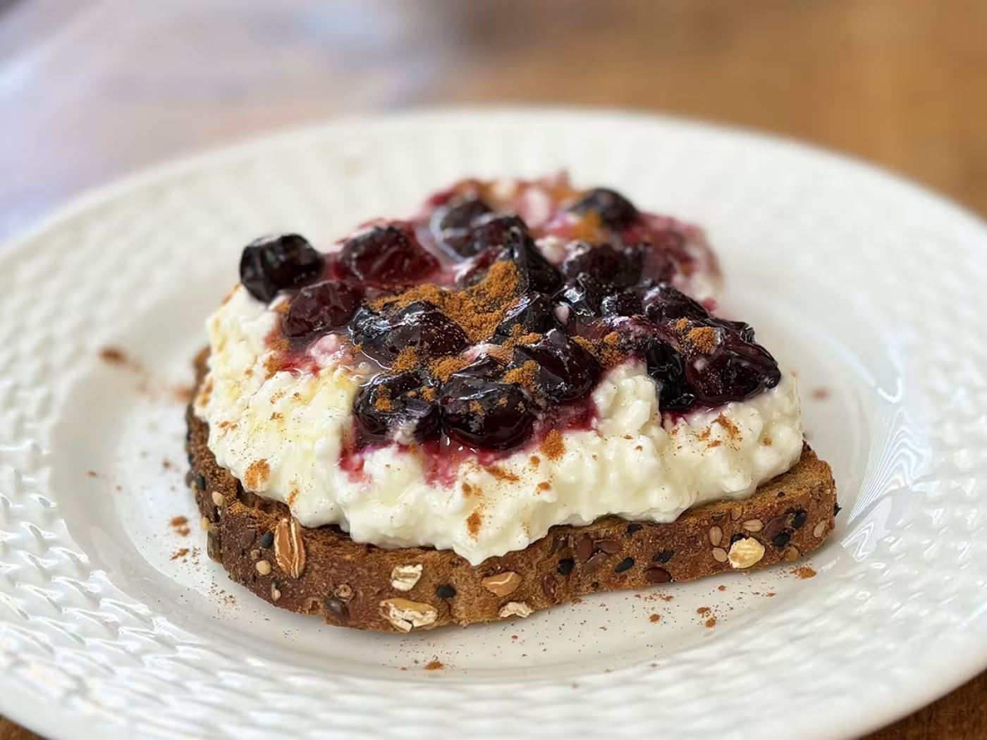 Honey Toast with Blueberry Compote and Cottage Cheese