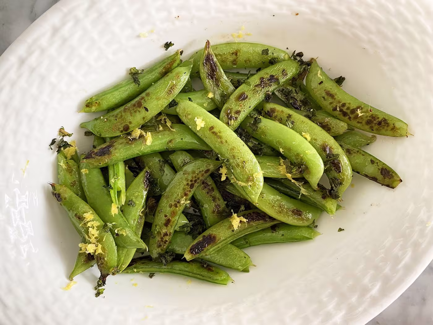 Snap Peas with Lemon and Mint