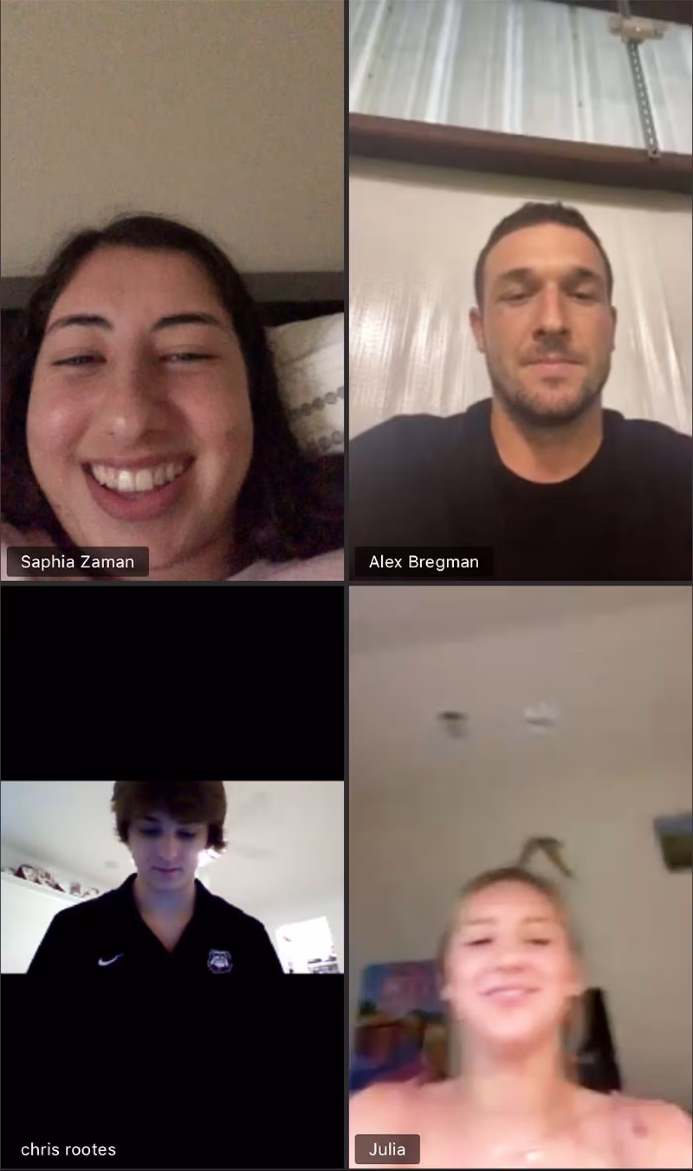 Saphia Zaman, Chris Rootes, Julia Cook, Alex Bregman,